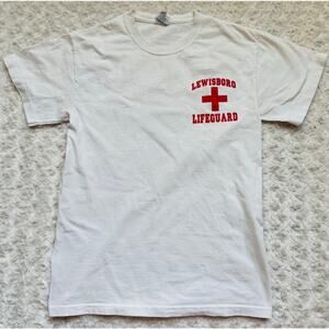 Lifeguard Red Cross Mens White Cotton Short Sleeve Tee Shirt Size Small